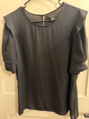 Worthington Dark Gray Short Sleeve Blouse